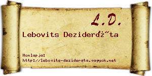 Lebovits Dezideráta névjegykártya